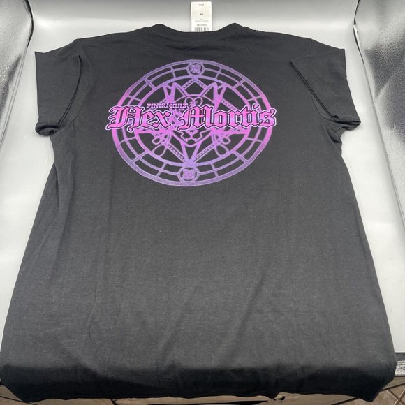 Pinku Kult T-Shirt Demon Girl Hex Mortis Black Pink SMALL Two-Sided NEW - Picture 6 of 6